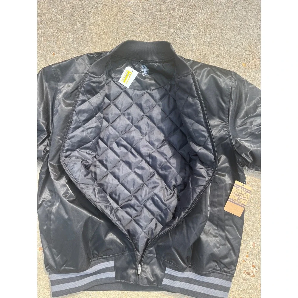 University Of Georgia Bulldogs Satin Bomber Jacket Mens M Black Full Zip